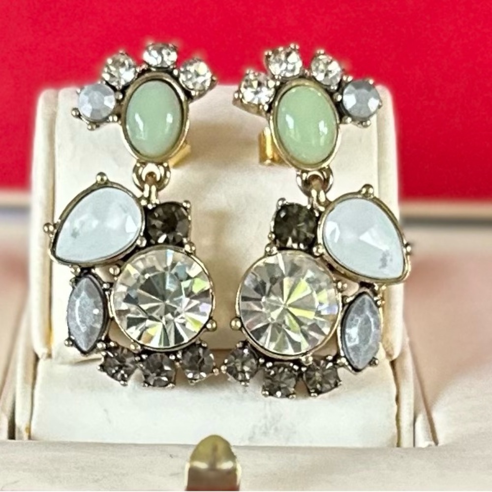 Kate Spade - Elegant Gold and Green Crystal Earrings.